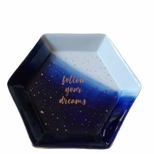 Follow Your Dreams Ceramic Trinket Jewelry Catch All Tray Inspirational Quote